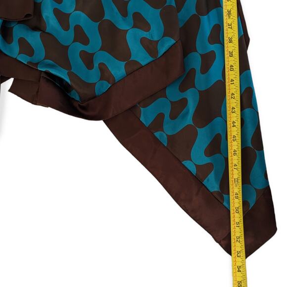 Ruched Y2K Ocean Ogee Scarf Hem Asymmetrical Satin Dress - Picture 12 of 12